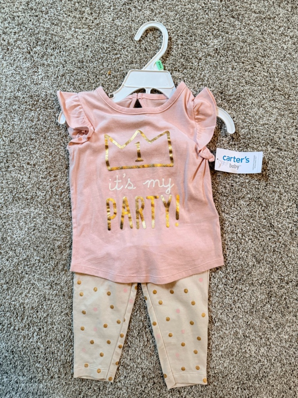 Carter's Pink and Gold "1 It's My Party" Pajama Set
